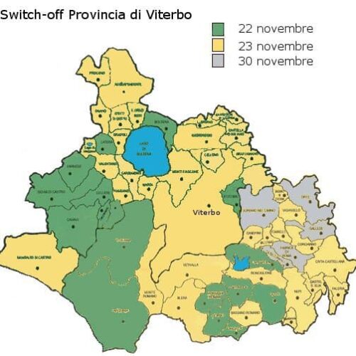 Viterbo mappa switch off digitale terrestre